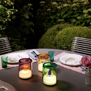 Dinner Table with Handmade Portable Table lamps